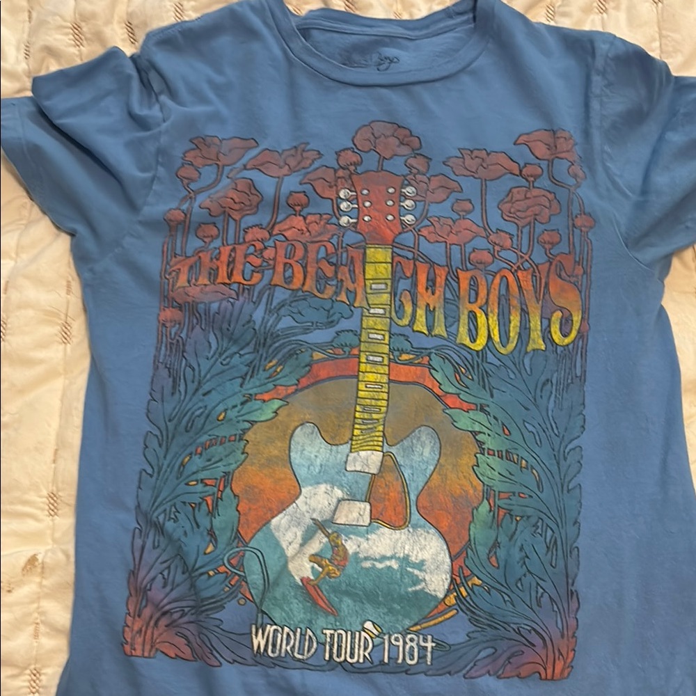 Bravado Blue Short Sleeve Tee with Retro Music Graphic